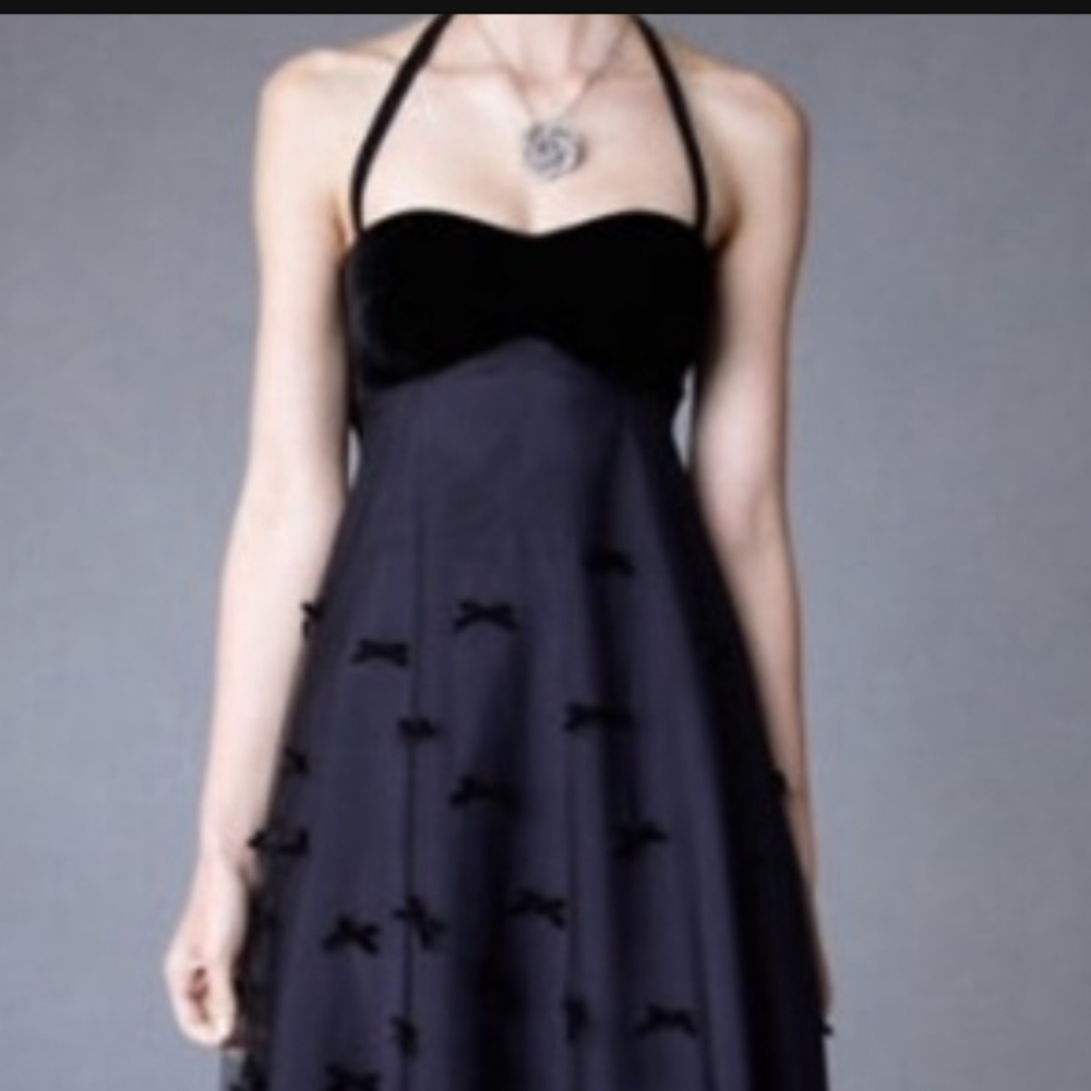 Anthropologie Va et Vien black velvet Tulle bow dress
